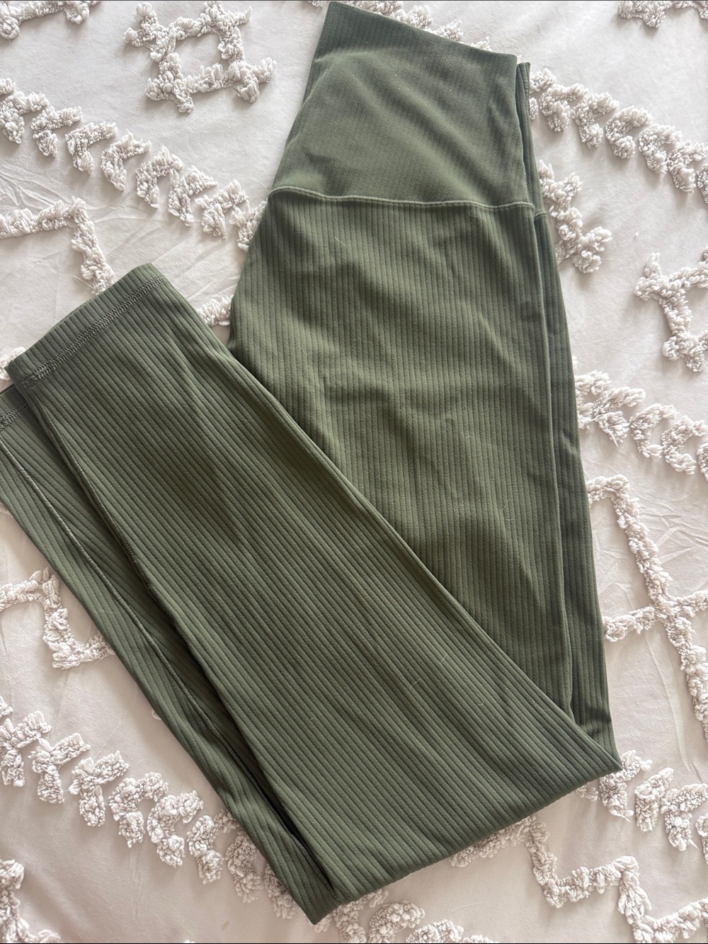 Aerie Ribbed High-Waist Leggings — Olive Green